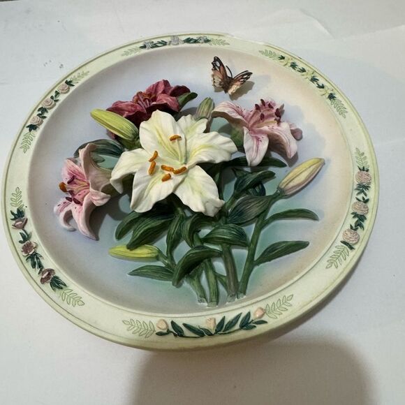 1996 LENA LIU'S Beautiful Gardens Bradford Exchange lily  Garden 7" Plate Vtg - Picture 1 of 4